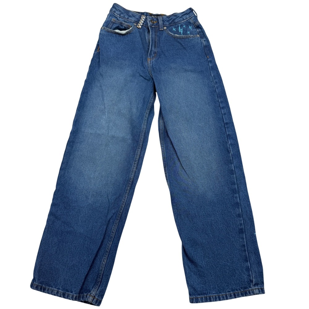 Vans Sirelle Jeans Womens 24 Baggy Fit Embroidered Skate Wide Leg Denim